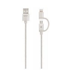 CABLE 2EN1 M.USB/LIGH.NYL 1.2M
