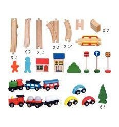 CIRCUIT TRAIN EN BOIS 49 PCS