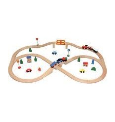 CIRCUIT TRAIN EN BOIS 49 PCS 2