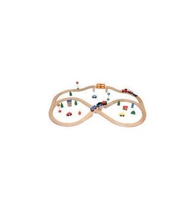 CIRCUIT TRAIN EN BOIS 49 PCS