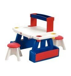 BUREAU DOUBLE + 2 TABOURETS