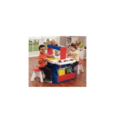 BUREAU DOUBLE + 2 TABOURETS