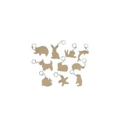 LOT 10 PORTE CLE BOIS ANIMAUX