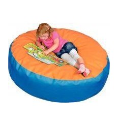POUF ROND D120X30 BLEU/ORANGE