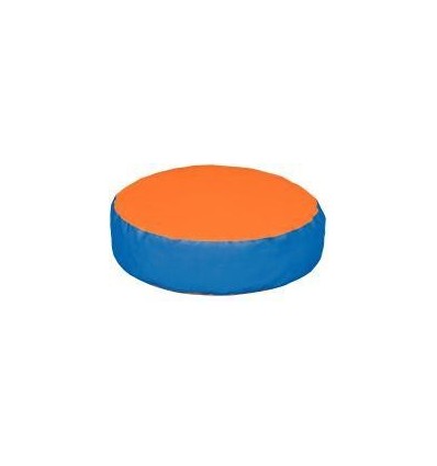 POUF ROND D120X30 BLEU/ORANGE