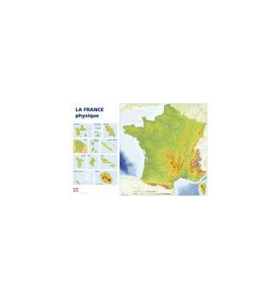 CARTE FRANCE PHYSIQUE 120X80