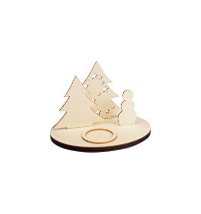 BOUGEOIR SCENE DE NOEL BOIS