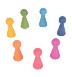 BTE 7 PIONS BOIS H.10CM C.ASS