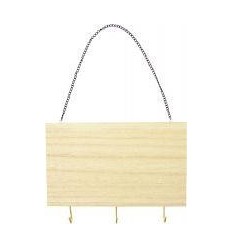 PORTE-CLES BOIS 3 CROCH+CHAINE 2