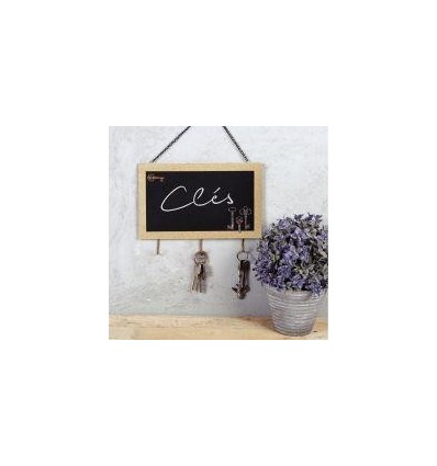 PORTE-CLES BOIS 3 CROCH+CHAINE